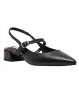 Steve Madden Womens Shoes Black Slingback Leather Elastic Ankle Strap - $62.99