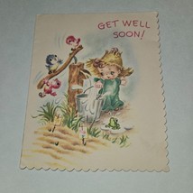 VTG Get Well Soon Greeting Card Boy Bird Water Scalloped Harry Doehla NEVER USED - £11.78 GBP