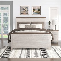 Lexicon Nirvana Panel Bed, Queen, Antique White/Brown - £452.22 GBP