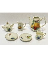 Vintage 7 Piece Miniature Hand Painted Porcelain Gold Trim Tea Set - £22.89 GBP