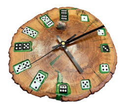 Clock Dice Embedded in Tree Slab Handcrafted by Joe Moura Vintage 9 Inches - £29.27 GBP