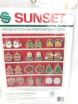Dimensions Sunset Cross Stitch Kit Festive Holiday Earrings Christmas Vtg New - £19.71 GBP