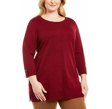 Karen Scott Ladies Womens Plus Cotton Roll-Neck Sweater Merlot Red Plus Size 1X - £23.29 GBP