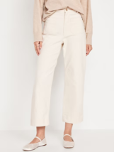 Old Navy High Rise Cropped Wide Leg Pants Womens 12 Tall Ivory Stretch NEW - £23.19 GBP
