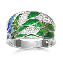 925 Silver Jewelry For Women Green Bamboo Leaves Unique Rings Elegant Handmade E - £10.08 GBP