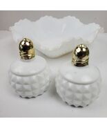 Vintage Japan Milk Glass Bowl 6 Inch w/ Salt Pepper Set - $410.29 MXN