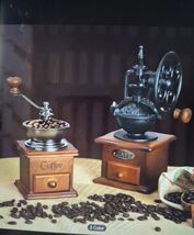 Coffee Bean Grinder Vintage Retro Manual Hand Crank Wooden Herb Burr Mil... - $19.31