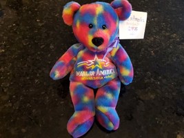 Vintage 1997 Mall Of America Groovy Bean Bag Bear Plush Toy Teddy Bear Tye Dye - £113.75 GBP