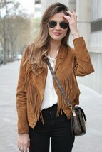 Women suede fringe leather jacket ladies fringe tan suede leather jacket #1 - £148.52 GBP