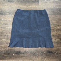 7th Avenue Suiting Collection Navy Blue Ruffled Knee Length Skirt Size 8 - $12.19