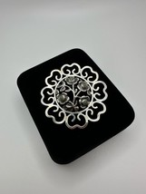 Vintage Sterling Silver Turquoise Flower Brooch Signed JFR 6cm - £34.50 GBP