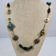 Vintage Murano Glass Cloisonne Beaded Necklace Pullover 28 Inch - $16.50
