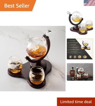 Versatile Whiskey Decanter Gift Set with Globe Design - Ideal for Spirit... - $73.49