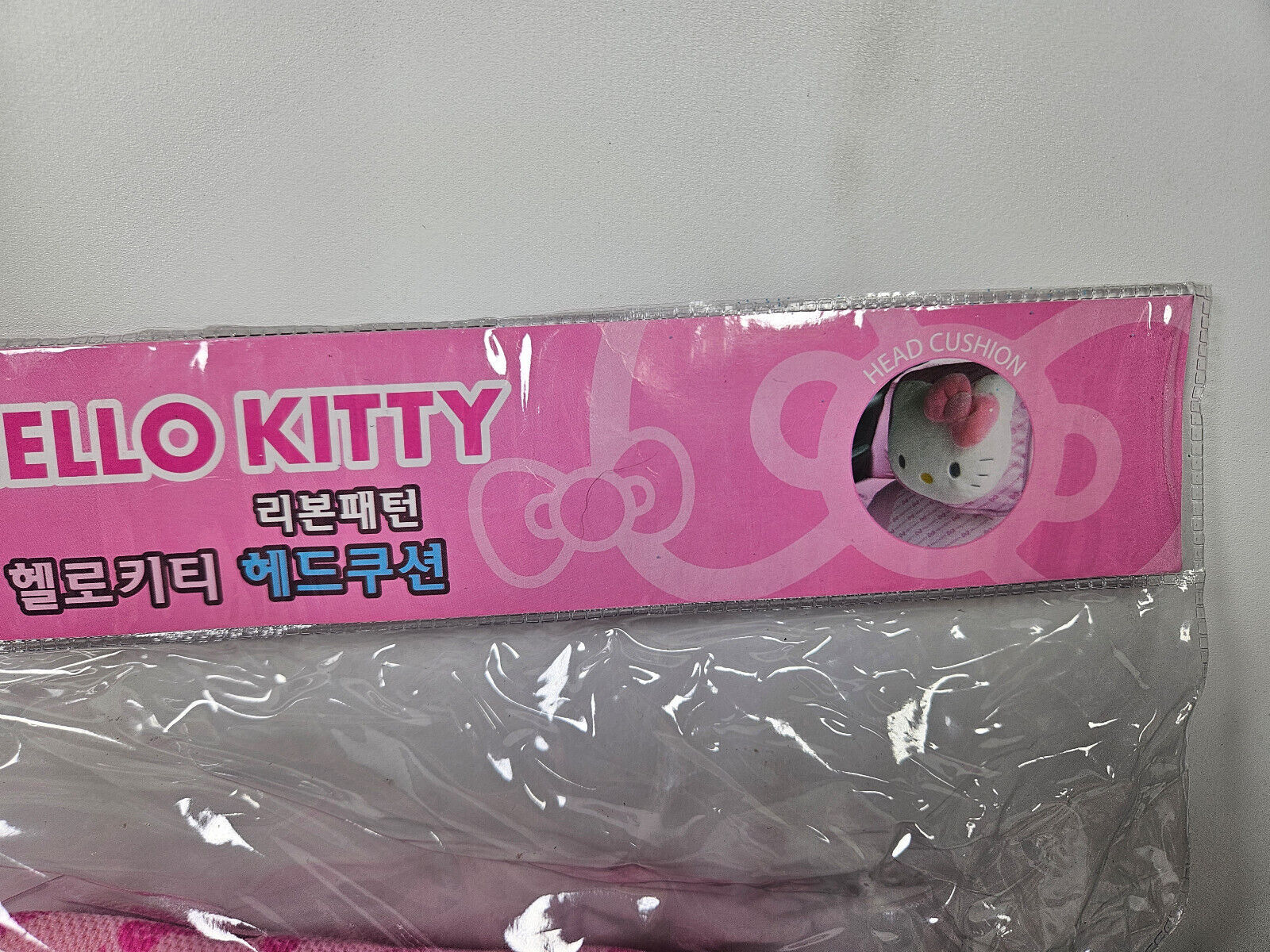 Hello Kitty Ribbon CAR Head Neck Cushion Headrest Sanrio KOREA 2008 Polyester - $29.95