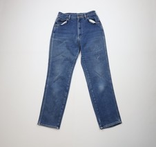 Vintage 90s Lee Womens 14 Distressed Stretch Straight Leg Denim Jeans Bl... - $34.60