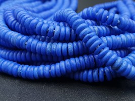 Beautiful Donut Shape Buffalo Bone Carved Beads BLUE DYED Lot 5 Strands - £14.78 GBP