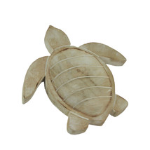 10 Inch Diameter Hand Carved Wooden Sea Turtle Decorative Bowl - £19.46 GBP
