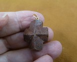 (CR501-23) 7/8&quot; oiled Fairy Stone Pendant CHRISTIAN CROSS Staurolite Cry... - $29.91