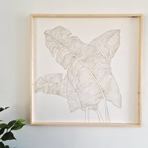 Carved Wooden Wall Art - Decorative Wild leaves White Large Panel 63 x 6... - $159.90