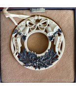 Wedgwood Vintage 90s Christmas Tree Ornament Noel Wreath White Jasper - $32.96 CAD