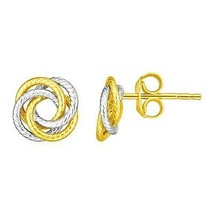 14k Two Tone Gold Women&#39;s Fashionable 0.38in Love Knot Earrings - £125.24 GBP