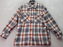 HFX Shacket Women Small Gray Brown Plaid Pockets Long Sleeve Collar Button Front - £18.11 GBP
