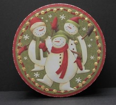 Vintage Debbie Mumm Snowmen Christmas Tin 3-D Decorative Joan Fabric - £7.44 GBP