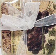 Set of 4 Same Wooden Cork Backed Coasters (3.5&quot;x3.5&quot;) LARGE GRAPES, WC17... - £7.87 GBP
