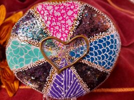 My Love Heart Mixed Media Rock Desk Decor Gifts Friends Paperweight Wedd... - $8.95