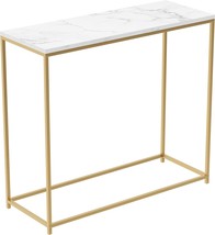 Safdie &amp; Co. - Marble White Console Tables For Entryway, Gold Metal Console - £58.63 GBP
