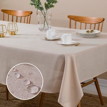 Soft Stylish Rectangle Table Cloth 55 x 84 inch Faux Linen Wrinkle Stain Resista - £25.81 GBP
