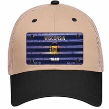 Wisconsin Corrugated Flag Novelty Khaki Mesh License Plate Hat - $28.99