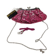 Sasha Hot Pink Silver Kiss Lock Sequin Sequined Clutch Evening Bag Purse... - $89.99