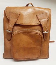 Vintage Large Leather Backpack Made in PARAGUAY Back Pack Bag Buckles Ta... - £63.17 GBP