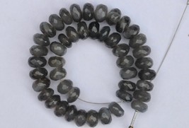 Natural 8 inch faceted gray moonstone gemstone rondelle gemstone beads, 7--8 mm, - £28.88 GBP