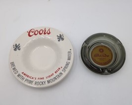 Vintage Coors Beer &amp; Sands Hotel Las Vegas Nevada Smoked Glass Ashtray Lot Of 2 - £11.40 GBP