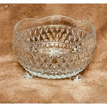 Vintage Indiana Glass Scalloped Edge Diamond Point (3) Footed Candy Dish - £16.42 GBP