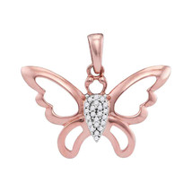 10k Rose Gold Round Diamond Butterfly Bug Fashion Pendant 1/20 Ctw - £95.10 GBP