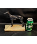 Art Deco Cast Metal Greyhound Dog Statue Marble Base 8&quot; x 3&quot; - $79.19