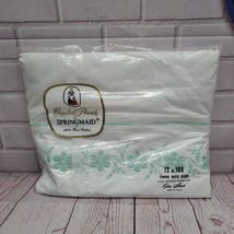 Springmaid Combed Percale Flat Sheet 72 x 108 White with Green Flowers USA - $23.72