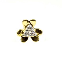 Diminuto Floral Real Oro Circonita Blanca Piercing Nariz Tuerca Pin Sólido 14k - £26.10 GBP