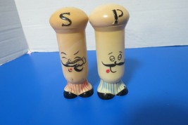 Vintage Chef Hats And Mustaches Plastic Salt And Pepper Shakers Hand Pai... - £15.97 GBP