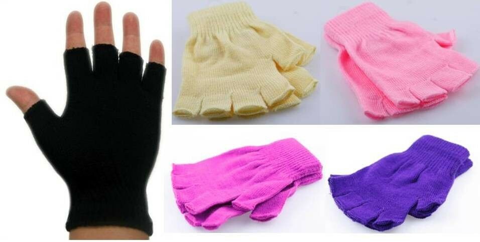 1 Pair Women&#39;s Girl&#39;s Winter Fingerless Half Fingers Knit Gloves Black,W... - $1.99