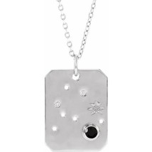 14k White Gold Aquarius Zodiac Constellation Black Spinel and Diamond Necklace - £640.66 GBP