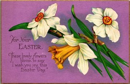 For Your Easter Poem White Daffodils UNP Unused DB Postcard E3 - £8.80 GBP