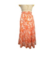 1.State Womens XL Tiered Midi Skirt Abstract Floral Orange Flowy Coastal... - $24.17