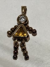 Gold Over Sterling Silver 925 Charm Birthstone Baby Girl Yellow Glass No... - $19.75