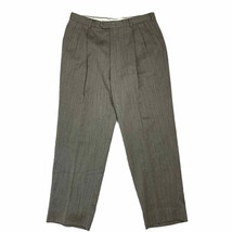 Hart Schaffner Marx Dress Pants Size 36X31 Brown Pleated Mens Lined 100% Wool - £19.03 GBP