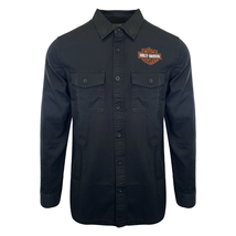 Harley-Davidson Men&#39;s Shirt Black Beauty Bar &amp; Shield Long Sleeve (S65) - £33.54 GBP