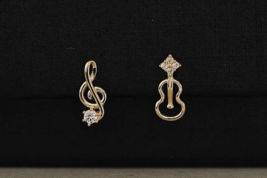 9ct Solid Gold Music Lovers Stud Earrings, gift, dainty, 9K Au375, small, tiny - £63.62 GBP